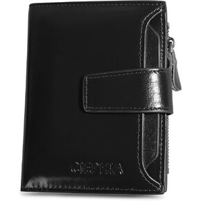 Men's Genuine Leather Wallets with Zipper Coin Pocket, RFID Blocking Short Vintage Bifold Wallet Large Capacity Multi Credit Card Slots ID Windows Gifts for Him
