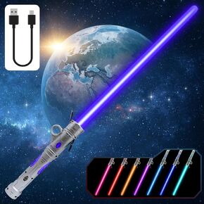 Gianby Light up Saber for Kids Adults,LED Dual Light Swords Set with 25 Color Changing Electronic Lights &3 Modes FX Sound, Rechargeable Light Sword Toy for Roleplay(Black)