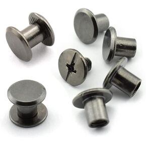 YXQ 50pcs Chicago Screw 5x6mm Slotted Binding Screws for Rivet Book Binding DIY Leather Craft Replacement Assembly, Black