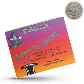 Ted's Sterling Magic US Bite Out Quarter Trick Kit with 5 Replacement Rubber Bands (Bite Out Quarter)