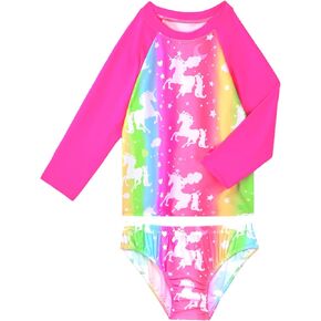 Girls Swimsuit Two Pieces Adorable Swimswear Quick Dry Bathing Suit Adorable Rash Guard