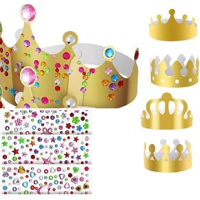 23Pcs Party Crowns with Stickers,Gold Paper Crowns,Diy Birthday King Crowns Craft to Decorate, Assorted Sizes, for Kids, Women and Adults,Paper Prince Princess Crown Hats