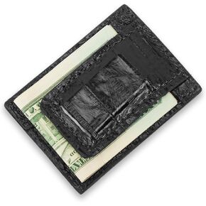 Brown Genuine Eel Skin Magnetic Money Clip 3 Card Wallet USA Handmade