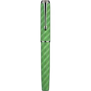 Hongdian A9 Fountain Pen Large No.8 Extra Fine Point Ebonite Feed, Green Moire Pattern Unique Design with Refillable Converter and Metal Case