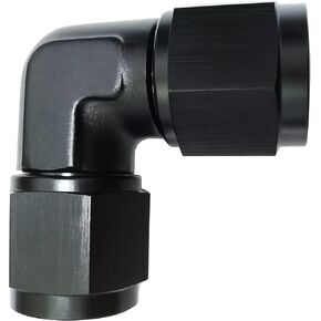 6AN Low Profile Female to Female 6 AN Coupler Union 90 Degree Airline/Fuel Line Hose Adapter Fitting Performance Black Aluminum Anodized Adapter