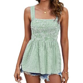 Womens Tank Tops Summer Cute Square Neck Sleeveless Babydoll Tops Dressy Casual Blouses Going Out Tops