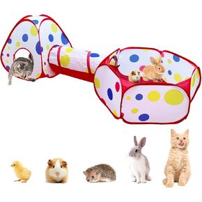 GONPETGP Cat Tunnels for Indoor Cats Large, with Pet Playpen Tent Toys Combo, Pop Up Collapsible Interactive Playground for Small Animal, Kitten, Puppy, Kitty, Rabbit - Set of 3