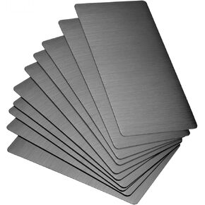 uxcell Blank Metal Card 88x53x0.4mm Brushed 201 Stainless Steel Plate for DIY Laser Printing Engraving Silver Tone 10 Pcs