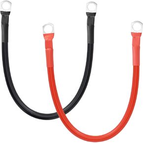 5AWG Battery Inverter Cables YACSEJAO 1FT 16mm² Auto Battery Cables 2 PCS Red & Black Power Battery Leads for Motorcycle Automotive Marine Boat Solar RV