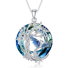TOUPOP Phoenix Necklace 925 Sterling Silver Crystal Pendant Phoenix Rising Jewelry Birthday Gifts for Women