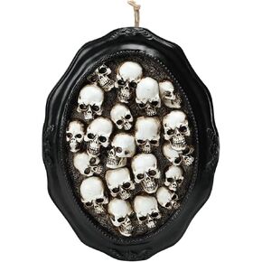 MUMTOP Halloween Skull Decorations, Halloween Spooky Skull Heads Resin Wall Sculptures Hanging Gothic Wall Decorations for Halloween Indoor Outdoor Party Home Decor