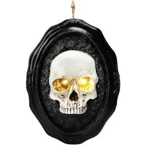 MUMTOP Halloween Skull Decorations, Halloween Spooky Skull Heads Resin Wall Sculptures Hanging Gothic Wall Decorations for Halloween Indoor Outdoor Party Home Decor