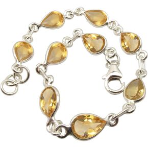 سوار من الفضة الإسترليني الخالصة عيار 925 على شكل قطرة سيترين جوهرة ميلاد نوفمبر مقاس 8.3 بوصة in Kuwait