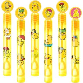 24PCS Duck DIY Bubble Wands Party Favors 96PCS Stickers for Goodie Bag Fillers Pinata Stuffers, Mini Bubble Bulk Birthday Party Supplies Toys Gifts Class Prizes for Toddlers Boys Girls