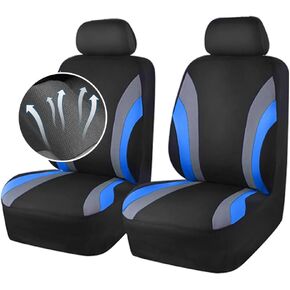 2 Front Seat Covers+2 Individual Headrest Covers,Sport Breathable Car Seat Covers for Car Decorations Interior,Universal Front Seat Covers for Cars Fit Most Car SUV Truck (Black Gray)