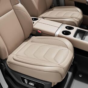Luxury PU Leather Car Seat Cover, 2 Pack Front Bottom Seat Cushion Covers for Cars, Anti-Slip, Full Wrap Protection with Storage Pocket, Fits 95% of Vehicles (Black, 2 Piece)