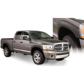 Bushwacker Pocket/Rivet Style Front & Rear Fender Flares | 4-Piece Set, Black, Smooth Finish | 50911-02 | Fits 2006-2008 Dodge Ram 1500; 2006-2009 Ram 2500, 3500 w/ 8.2' Bed