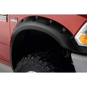 Bushwacker 50047-02 Black Pocket/Rivet Style Smooth Finish Front Fender Flares for 2010-2018 Dodge Ram 2500, 3500 (Excludes R/T)