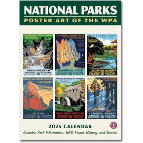 National Parks GRID WPA Wall Calendar 2025, Monthly January-December 8.75'' x 12" (Made in USA) Multicolor