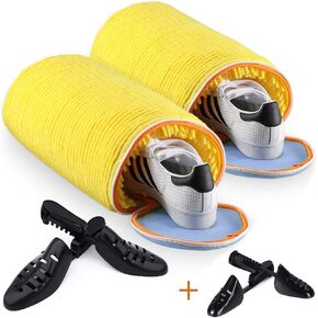 Shoe Washing Bag for Washing Machine, Fluffy Fibers Keep 360° Wrap-around Cleaning, 2 Pairs Adjustable Shoe Trees, Durable Hidden Zipper Reusable Shoe Laundry Bag for Sneaker Gym Shoes White