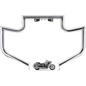 1.5" Fat Crash Bar Engine Guard Highway Freeway Bar for Yamaha XV1900 XV 1900 Roadliner Raider Stratoliner (Silver)
