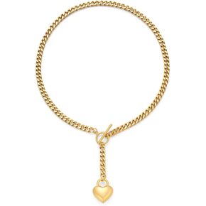 LILIE&WHITE Gold Heart Necklace For Women Chunky Chain Necklace Puffy Heart Necklace Heart Pendant Necklace Colorful Beaded Necklace Jewelry Gift Silver Heart Necklace Bead Necklace