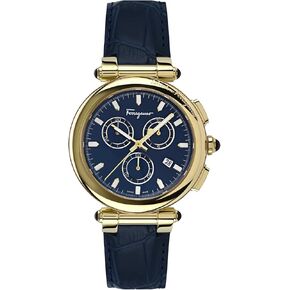 ساعة Ferragamo Idillio Collection الفاخرة للرجال مع حزام أزرق يتميز بهيكل ذهبي وقرص أزرق in Kuwait