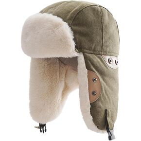 Trapper Hat with Faux Fur Lining, Ear Flaps, Adjustable Chin Strap