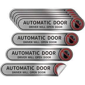 8 pieces Automatic Door Stickers for Cars, Brushed Silver Automatic Door Driver Will Open Door Sign Sticker,5inx1in