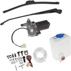 12V Electric Motor Windshield Wiper with Washer Pump Kit Replacement for Polaris Ranger RZR 570 800 900 1000 Turbo/Replacement for Can Am X3 / Replacement for Honda Pioneer
