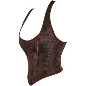 Steampunk من الجلد الرجعية القوطي مشد عصر النهضة خمر بوستير الفيكتوري هالوين القراصنة زي الدانتيل يصل المحاصيل الأعلى