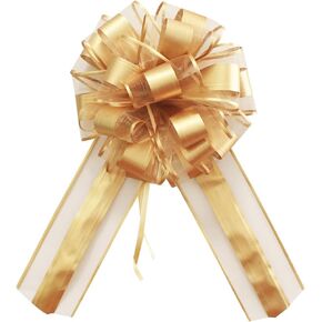 3pcs Large Pull Bows,7inches Bows for Gift Wrapping,for Large Gift Bows,Christmas,Anniversary,Valentine's Day,Gift Baskets,Party Decoration (Gold)
