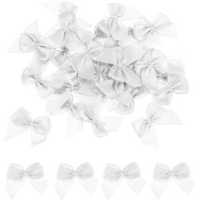 MECCANIXITY 80Pcs Mini Ribbon Bow 1" Mini Fabric Satin Ribbon Flower Bows for Craft DIY Wedding Birthday Party Green