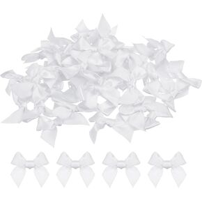 MECCANIXITY 100Pcs Mini Ribbon Bow Mini Fabric Satin Ribbon Flower Bows for Craft DIY Sewing Wedding Birthday Party Multicolor