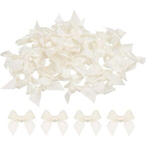 MECCANIXITY 100Pcs Mini Ribbon Bow Mini Fabric Satin Ribbon Flower Bows for Craft DIY Sewing Wedding Birthday Party Multicolor