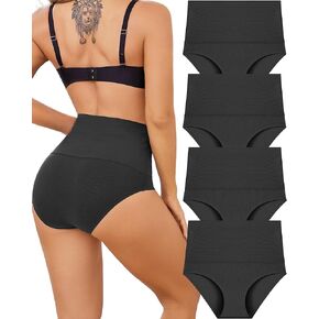 UNDER THE SEA High Waisted Underwear for Women Seamless Stretch Briefs No Show Full Coverage Womens Panties 4 Pack S-XXXL