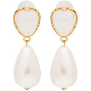 Kenneth Jay Lane Faux Gemstone & Pearl Drop Clip On Earrings