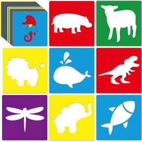 24 Piece Stencils for Kids Animal Stencils for Painting Sidewalk Chalk Stencil Outdoor Stencil Animal Style Collection-5in