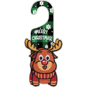 Diamond Painting Christmas Door Sign Pendant Kits for Door Decoration, Christmas Santa Claus 5D Crystal Rhinestones Diamond Art Hanging Door by Number Kits Hanging Home Decor Gift