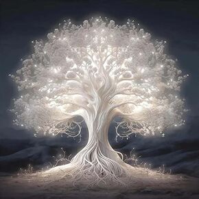 SHICERNHJ 5D Diamond Painting Kits for Adults,Diamond Art Glowing White Tree of Life Landscape Painting Kits for Adults DIY Round Drill Art Craft Kits for Home Wall Decor 11.8x11.8inch