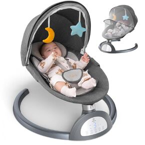 Baby Swing, Bimuva Electric Baby Swing for Infants to Toddler, Bluetooth Baby Rocker with Music Speaker, Protable Bouncer for Baby, 5 Sway Speeds 3 Seat Positions, Remote Control for Indoor, Boy, Girl