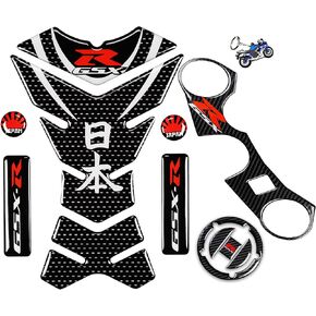 Motorcycle Printed Tank Pad, Carbon Fibre Gas Cap, Triple Tree Front End Upper, Top Clamp Decal Stickers for GSXR 600 GSXR 750 GSXR 1000 K6 K7 K8 K9 L1 2006-2017
