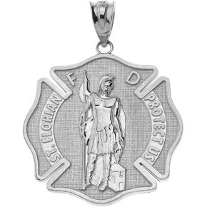 925 Sterling Silver Saint Florian Patron of Firefighters Pendant Necklace and Pendant Only