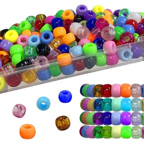 White Pony Beads Bulk 900 Pcs,Beads for Necklace Jewelry Making Earring Hair Braiding,Bracelets Making Kits,Hair Bead,Bracelet Beads,Plastic Beads for Crafts Braids Girls