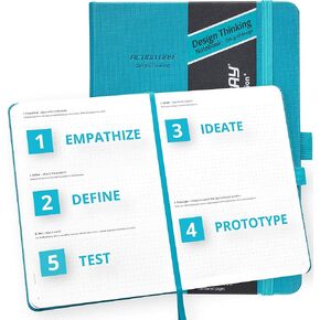 Action Day Design Thinking Notebook, Powerful Tool to Create New Products, Innovation and Solve Problems - Perfect for Office, Home & School, Pocket, Dot Grid Pages (6x8, Turquoise)
