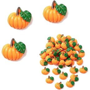 50Pcs Mini Pumpkins for Crafts Plastic Resin Tiny Pumpkins Flatback Versatile Miniature Pumpkins DIY Embellishments