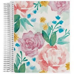 Erin Condren 7" X 9" Spiral Bound Productivity Notebook - Watercolor Blooms, 160 Lined Page & To Do List Organizer Notebook, 80Lb Thick Mohawk Paper, Stickers Included