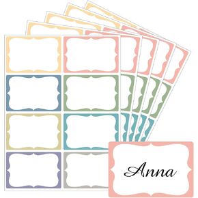 Starboling Name Tag Stickers,200 Pcs 3"x2" Red Plain Name Tag Stickers Colorful Border Name Tag Labels,for Office,Meeting,School and Home（Red）