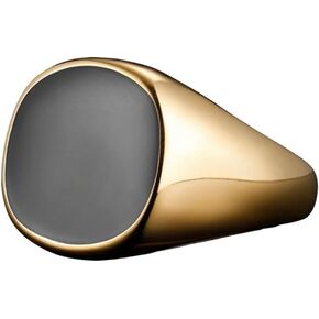 Planet '79 18K Gold Onyx Signet Ring – Ideal Gift for Boyfriend or Father's Day with Elegant Gift Box