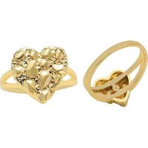 14k Gold Plated Rough Textured Cookie Heart Shape Nugget Ring For Women/Men